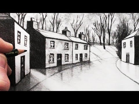 How to Draw a House in 1Point Perspective Narrated Pencil Drawing