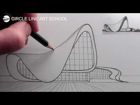 How to Draw Architecture Narrated Pencil Drawing The Heydar Aliyev Centre