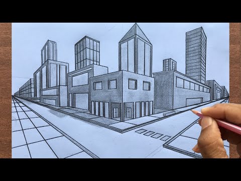 How to Draw using Two Point Perspective Draw a Town Stepbystep