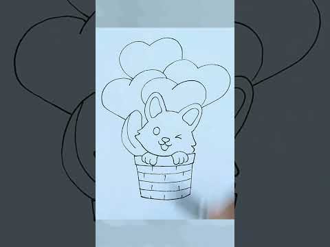 learn how to draw cat using numbers  cute drawings  easy drawings  pencil drawing  shorts