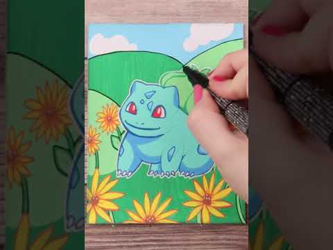 Drawing Bulbasaur from Pokemon with Posca Markers