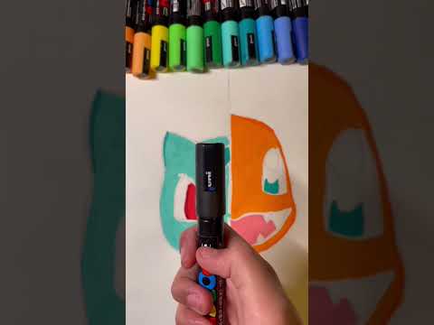 Drawing Bulbasaur and Charmander with posca markers Fusion effect subscribe posca