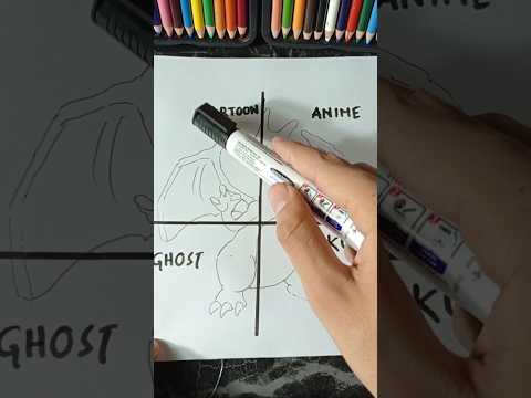 Drawing Charmander from Pokemon in 4 different art styles shorts