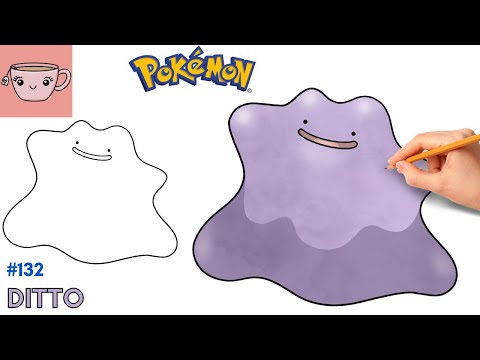 How To Draw Ditto  Pokemon 132  Cute Easy Step By Step Drawing Tutorial