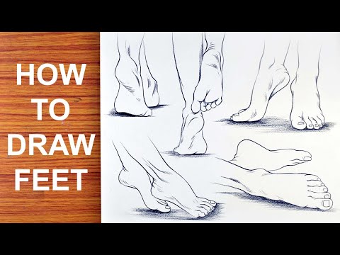 HOW TO DRAW SIMPLE FEET FROM ANY ANGLE  STEP BY STEP  Feet Drawing Tutorial
