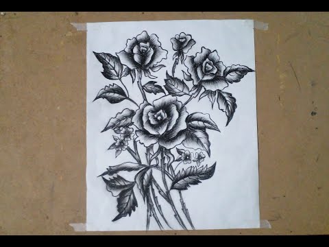 How to Draw flowers with Charcoal Pencil Shading