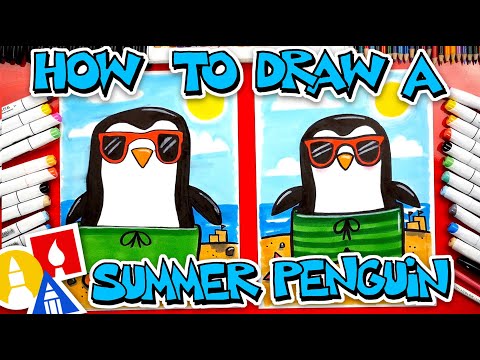 How To Draw A Summer Penguin Wearing Sunglasses And A Swimsuit