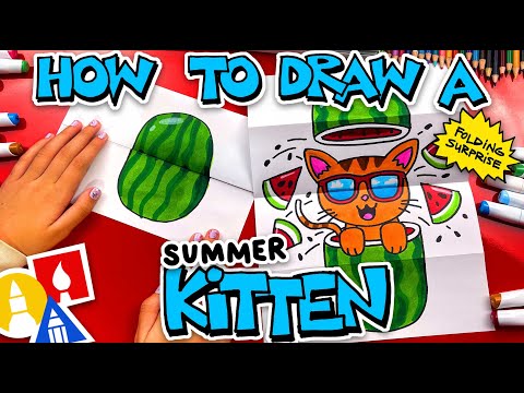 How To Draw A Summer Kitten In A Watermelon