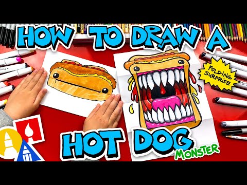 How To Draw A Hot Dog Monster  Folding Surprise