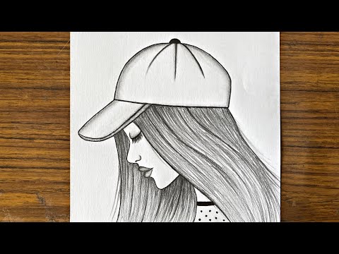 How to draw a girl wearing a hat step by step  Easy drawing ideas for beginners  Girl drawing