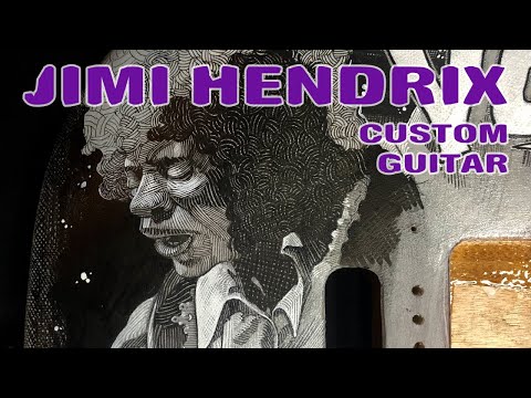 Jimi Hendrix Stratocaster Guitar Illustrated Using Pen and Ink