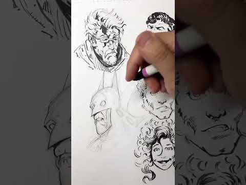 John Byrne and Greg Capullo ink over pencil drawing expressions study by Martin Arrieta