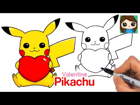 How to Draw Pikachu with Heart Easy  Pokemon Valentines