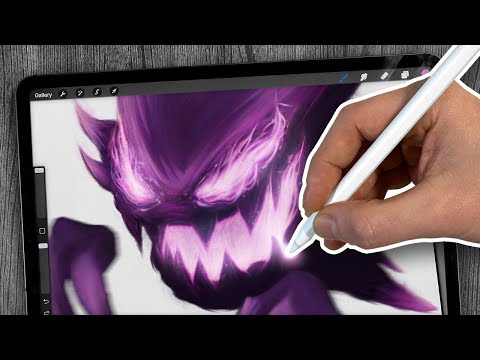 Drawing Haunter with iPad Pro and Procreate  Ghost Pokmon
