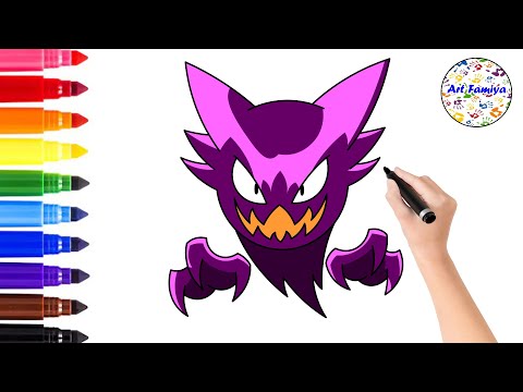 How To Draw Haunter Pokemon  Easy Step By Step Drawing Animals Tutorial  Art Famiya