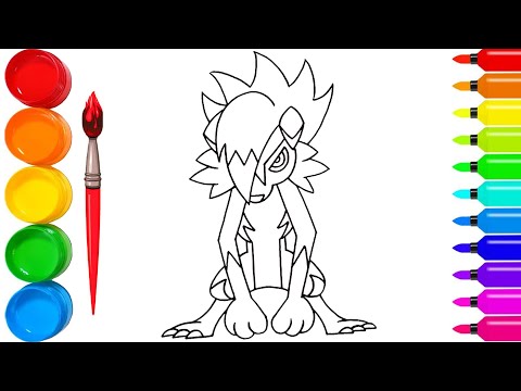 How to Draw Pokemon Lycanroc Midnight FormJK Heroes Drawing and Coloring for kids