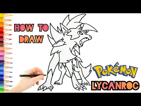 How to draw Lycanroc  Lycanroc Dusk Form  How to draw PokemonV Art Studio