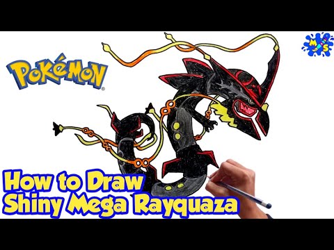 How to Draw Shiny Mega Rayquaza  Pokemon  Step by step Drawing tutorial