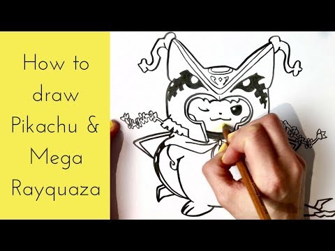 How to Draw Pokemon Pikachu with Mega Rayquaza