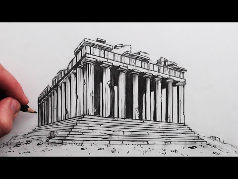 How to Draw The Parthenon Greek Temple Old and New
