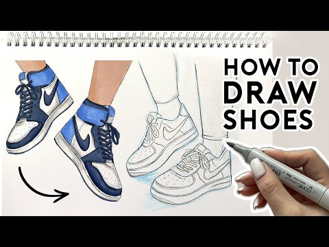 HOW TO DRAW SHOES Sneakers  Sketching amp Coloring Tutorial