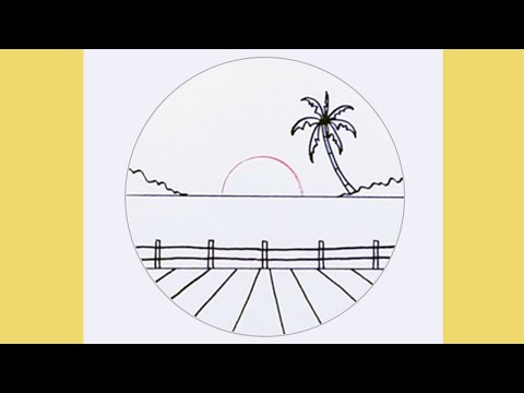 How to Draw Sunset in the Sea Shorts EasySceneryDrawing