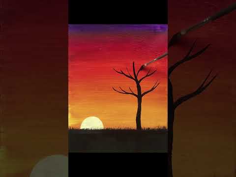 Easy Sunset Painting for Beginners shorts acrylicpaintingforbeginners sunsetpainting painting