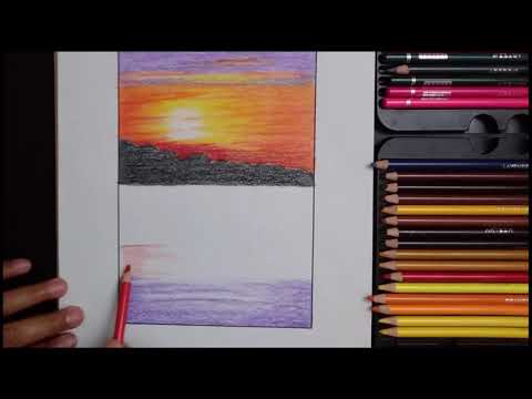 How To Draw Sunset With Color Pencil step by stepsunset drawing