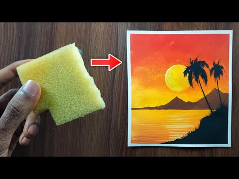 Drawing with sponge  sunset  tutorial shorts