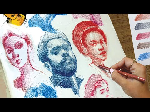 Drawing Portraits with COLORED PENCILS Sketchbook Studies