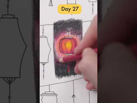 Day 27 How to color a glowing lantern with colored pencils  30 Days of Creativity
