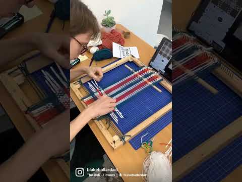 Tapestry weaving with a lithograph print