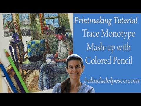 How to make a Monotype Print  Tutorial 2  Trace Monotype Mash Up demo with Colored Pencil