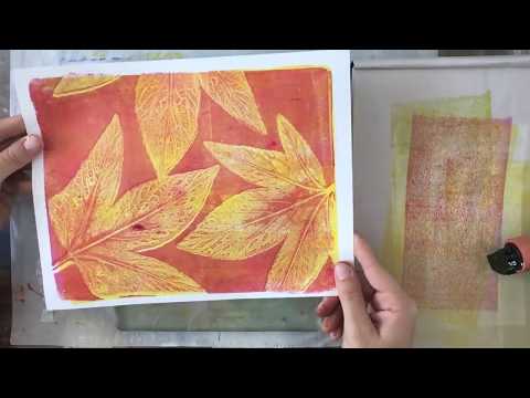 monoprinting autumn leaves tutorial