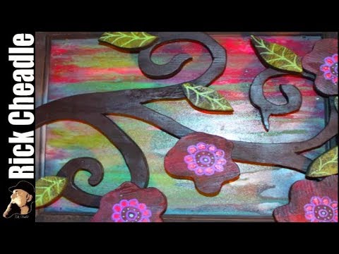 How I make an Assemblage Art Piece with a Paint Pour Background