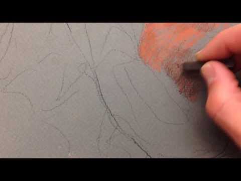 Art Lessons with Rossi Conte crayon on gray paper  Part 3