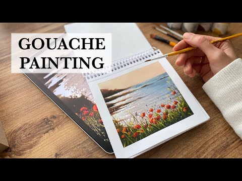 How to draw landscape with gouache  Paint with me beautiful landscape