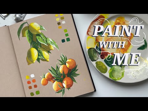 how to paint vibrant fruit with three colors  gouache