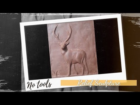 My first relief sculpture  How to make relief sculpture with clay  Deer sculpture with clay