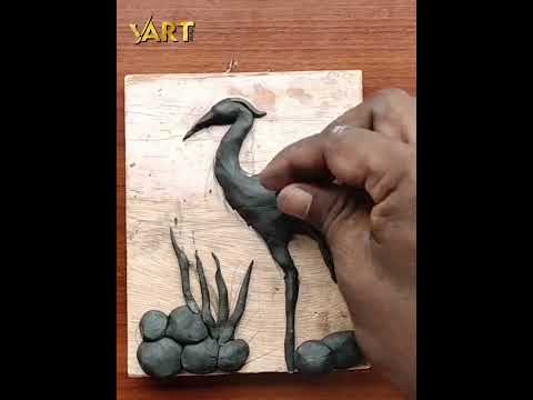 Steps to make a relief sculpture of crane bird