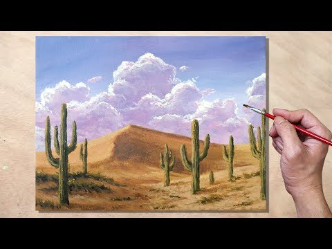 How to Paint Desert Cactus Landscape  Acrylic Painting