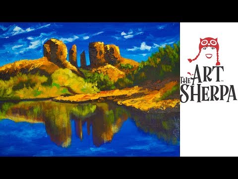 Learn to paint with Acrylic A Desert Landscape with Reflection Pallet knife  TheArtSherpa