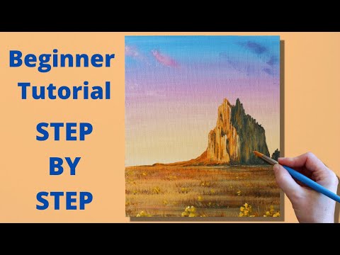 Desert Glow Easy Landscape Painting for Beginners AcrylicLandscape Painting Tutorial Beginner Easy