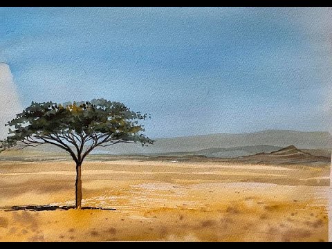 How To Paint A Loose Watercolour Desert simple landscape watercolor hake painting