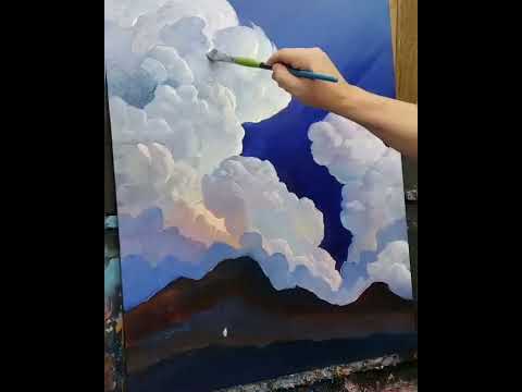 Artist Paints Beautiful Desert Landscape in Oil Paint  1305084