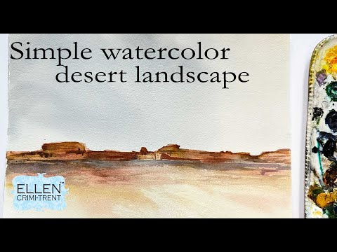 Watercolor Desert Landscape painting for Beginners