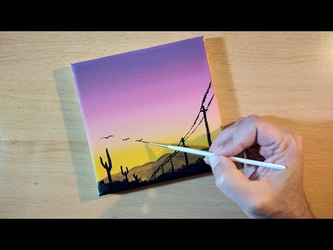 Tiny Canvas Painting  Easy Mini Canvas Desert Landscape  Shorts
