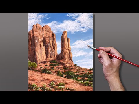Acrylic Painting Desert Rocks Landscape