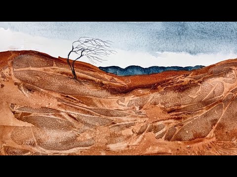 Watercolor  Painting A Desert Landscape
