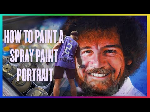 Bob Ross Spray Paint Portrait  Mural tutorial